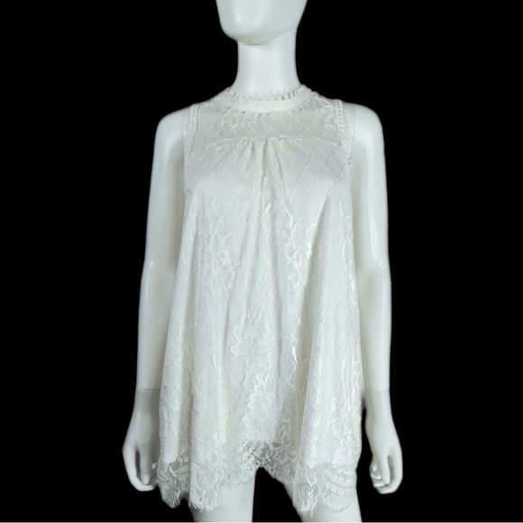 Wishful Park High Collar Sleeveless Lace Blouse - Picture 1 of 8